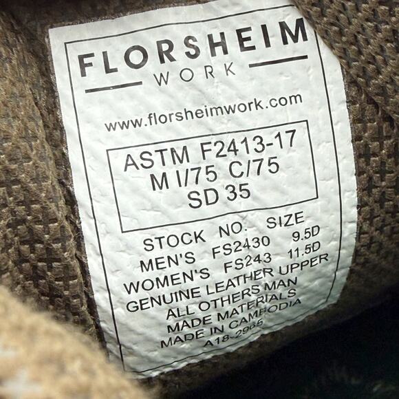 Florsheim Mens Polaris Composite Toe Work Shoes US 9.5 Wide Brown Leather NIB main image 4